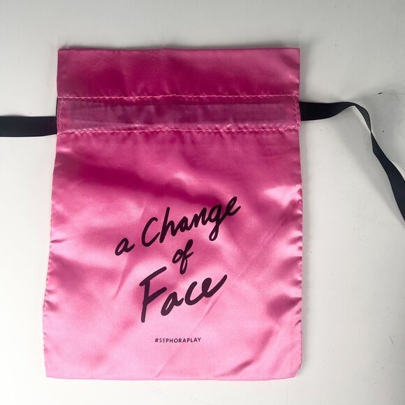 Sephora A Change of Face Drawstring Satin MakeUp Delicates Travel Bag Pink New - Picture 1 of 4